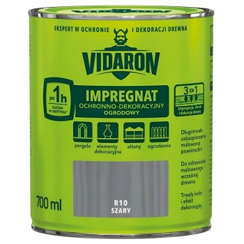 Impregnant pentru lemn Vidaron R10, gri, mat, protecție decorativă, 0,7 l