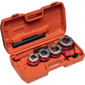 Набор трубных клуппов с трещоткой MPN 1/2", 3/4", 1", 1 1/4", 4 шт., в кейсе