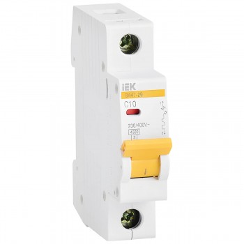 Автоматический выключатель IEK ВА47-29 1P, тип С, 4.5 кА, 10 А, 400 В