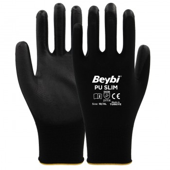 Mănuși de protecție Beybi PU SLIM negre 10 XL