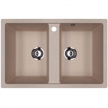 Chiuvetă pentru bucătărie Ulgran U-608 încastrată 770 x 500 x 210 mm, din marmură artificială, nisip (U-608-302)
