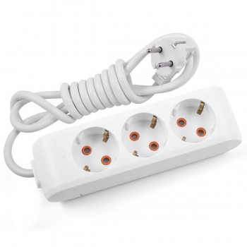 Prelungitor casnic Viko cu împământare 3 m 16 A 230 V 3 prize IP20 PVS 3x0.75 mm2 alb 90114303