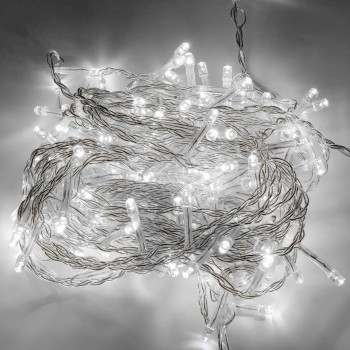 Ghirlandă LED 1.5 metri, culoare albă, fir transparent, 8 moduri, 220V, IP44 NV3112