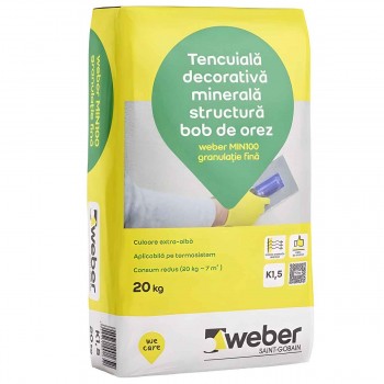 Декоративная минеральная штукатурка WEBER MIN100 K1,5 (барашек) 20 кг