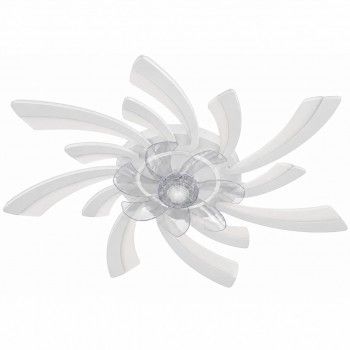 Lustră cu ventilator pentru tavan 127-009-6 WH, alb, cu pale transparente