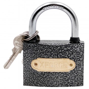 Замок навесной X FORCE серый 75 мм с резиновым кольцом 2667