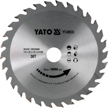 Disc circular YATO YT-60533 150 mm, 30 dinți, carbură de tungsten