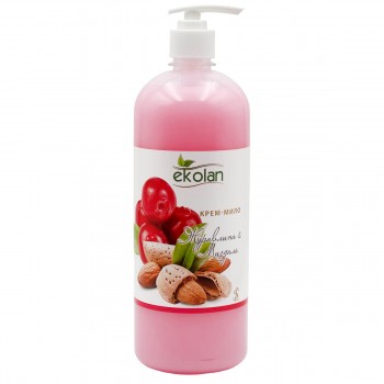 Săpun lichid Ekolan cu aromă de merișoare și migdale, cu dozator, 1 L