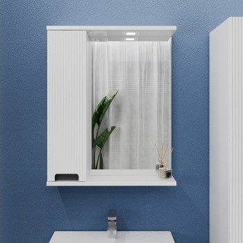 Dulap cu oglindă Bayro Positano 613x754 mm, stânga, alb mat