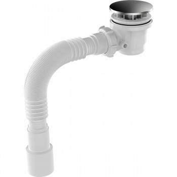 Sifon pentru cădiță de duș Aquant V505-40-MR, 1 1/2", orificiu d.50 mm, h.65 mm, cu filtru tip sită și conductă flexibilă gofrată 40x40/50 mm