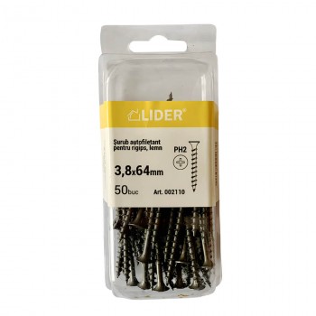 Șurub pentru lemn și gips-carton Lider 3.5x64 mm 50 bucăți (Art. 002110)