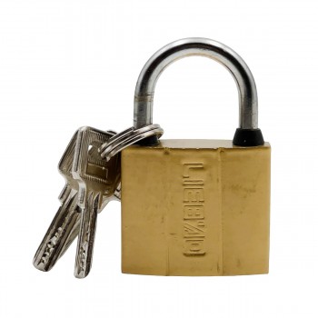 Замок навесной QUSAM 38 мм, 3 ключа, дужка с резиновым кольцом, латунный