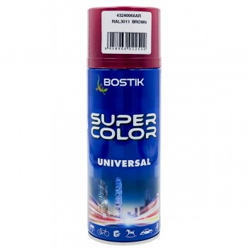 Эмаль аэрозольная BOSTIK Super Color UNIVERSAL темно-красный, RAL3011, 400 мл 43240068AR