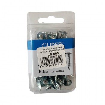 Șurub cu cap plat și șaibă Lider 4.2x19 mm zincat 50 bucăți (Art. 012204)