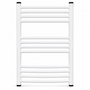 Uscător de prosoape cu apă pentru baie 500x800 mm alb din oțel cu țevi ovale