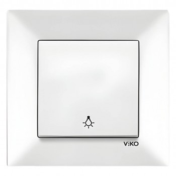 Одноклавишный импульсный выключатель с индикатором Viko Meridian, белый