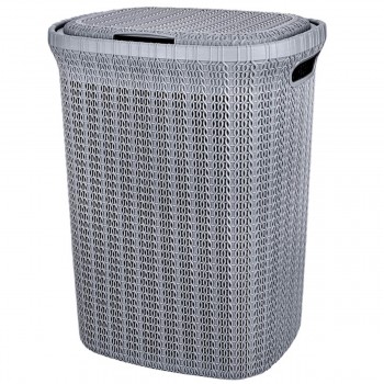 Корзина для белья Hobby Life 55 л, Knit Style, с крышкой, полипропилен, 35 x 45.5 x 57 см (арт. 08-1076)