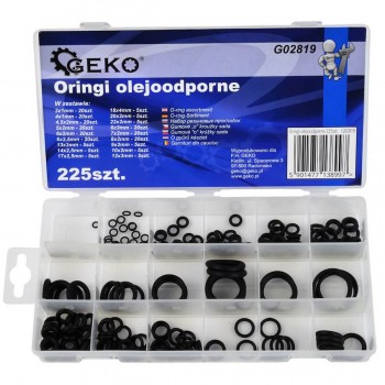 Set garnituri O-Ring rezistente la ulei GEKO, 225 buc., 18 dimensiuni G02819