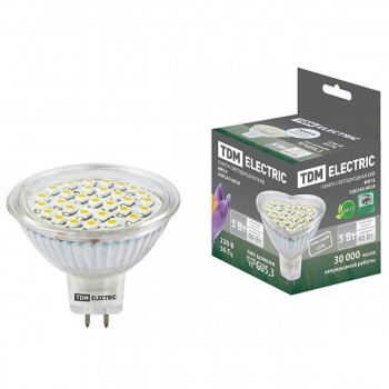 Лампа светодиодная TDM MR16 5 Вт 220 В 4000 К GU5.3 SMD SQ0340-0028