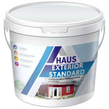 Vopsea lavabilă de fațadă pe bază de apă Haus Exterior Standard, albă, 4 kg