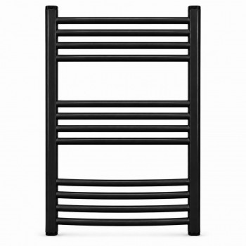 Uscător de prosoape cu apă pentru baie 500x1000 mm negru din oțel cu țevi ovale
