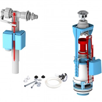 Mecanism pentru rezervor WC NIKIPLAST - M Ltd 2 regimuri 3/6 l, alimentare laterală 1/2", buton crom NP3136