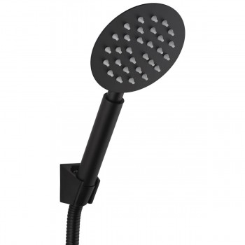 Set de duș Mat Eco Inox Round negru mat, pară + suport + furtun MZ1001MB