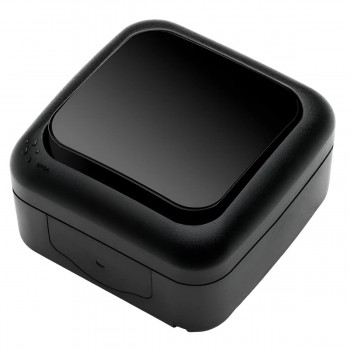 Întrerupător cu 1 buton exterior VIKO Palmiye IP54 negru, montaj aplicat (Art. 90555101)