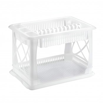 Uscător pentru vase cu două niveluri Elif Plastic 29x42x29 cm, cu tavă, din plastic (Art. 306)