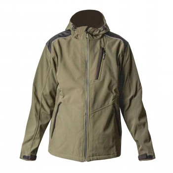 Jachetă Profmet softshell cu glugă, membrana TPU, 300 g/m², mărime 2XL, olive, 94% poliester / 6% spandex