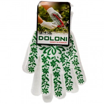 Mănuși pentru grădină DOLONI mărime 9 (L), tricotate, cu desen din PVC (Art. 620)