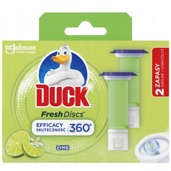 Гелевые диски для унитаза Duck Fresh Discs Lime сменные блоки 2 x 36 мл (72 мл), 12 дисков, защита от налёта