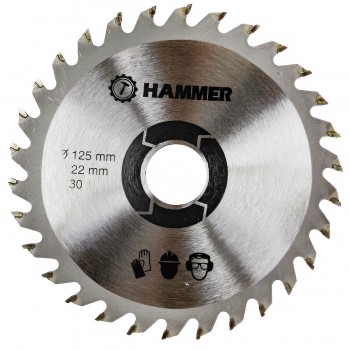 Disc pentru tăierea lemnului cu polizor unghiular (flex) Hammer, 125 x 22 mm, 30 dinți