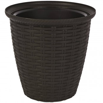 Кашпо InGreen Rattan 3 л с внутренним горшком 1,5 л, 18,5х18,5х18,6 см, цвет горький шоколад ING6212ГШК