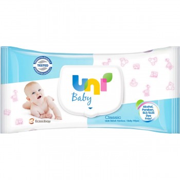 Влажные салфетки детские Uni Baby Classic с крышкой, 120 шт