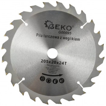 Disc circular pentru lemn GEKO G00095 205x20 mm, 24 dinți (TCT, carbură de tungsten)