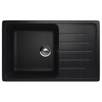 Chiuvetă pentru bucătărie Ulgran U-400 încastrată 750x495x200 mm, din marmură artificială, neagră (U-400-308)