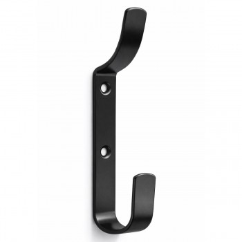 Крючок-вешалка настенный двойной, металл, черный матовый, 2 отверстия