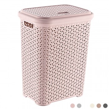 Корзина для белья Hobby Life Rattan 35 л, пластиковая, с крышкой, 285х385х505 мм