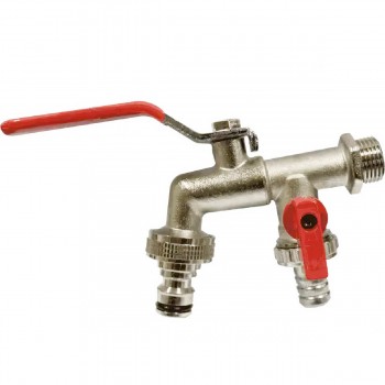 Robinet cu sferă din alamă HYDRO-S 1/2 filet extern x 3/4 filet extern x 1/2 filet extern mâner cu conector colțar trei direcții 0470053