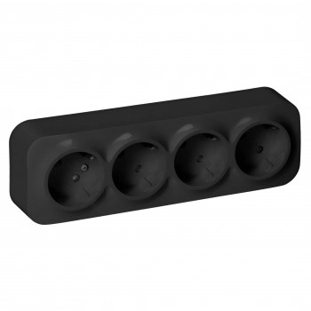 Priză aplicată ORNO ToDo cu 4 locuri Schuko 2P+E 16 A IP20 neagră 220-240 V (OROE7210GSB)