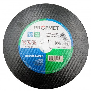 Disc tăiere metal și oțel inoxidabil Profmet 230x2,0x22,23 mm, universal (Art. 520241)