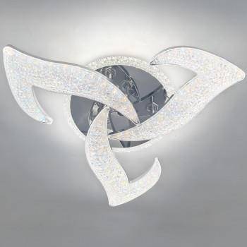 Люстра светодиодная потолочная, хром, современная, 3 плафона 6045-3Z CR