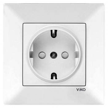 Priză albă ascunsă Viko cu împământare+protecție Meridian 90970042