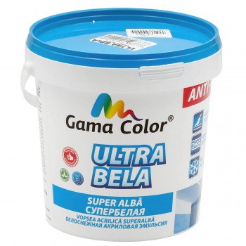 Краска акриловая Gama Color Ultra Bela супербелая матовая для стен и потолков, 1,3 кг