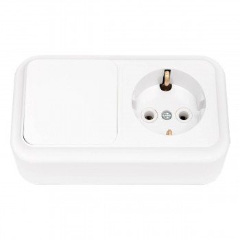Bloc de întrerupător cu priză două butoane BYLECTRICA Pralesca alb V-RC-527