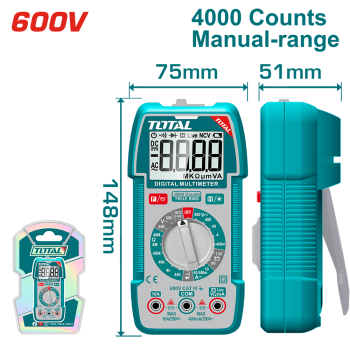 Мультиметр цифровой Total Tools TMT536002 с функцией прозвонки и тестом диодов