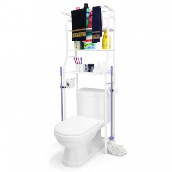 Raft de baie deasupra toaletei 46,5x25x160 cm, 3 polițe, din metal, albă RKJ103/TW103