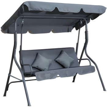 Leagăn de grădină Xenos Capri Grey, 3 locuri, până la 200 kg, cu acoperiș