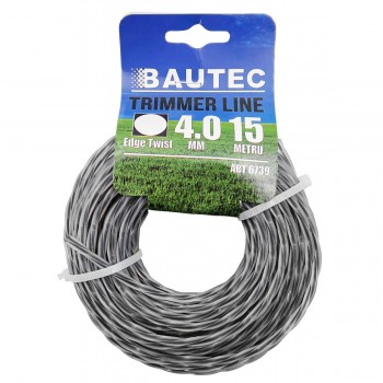 Fir pentru motocoasă și trimer BAUTEC Edge Twist 4,0 mm x 15 m, răsucit (Art. 6739)